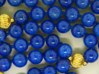 NATURAL BLUE LAPIS BEAD GOLD FILLED HAND CRAFTED VINTAGE NECKLACE   98 