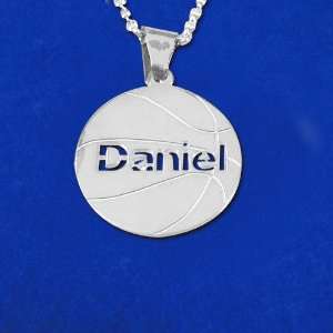  Sterling Silver Personlized Basketball Pendant Jewelry