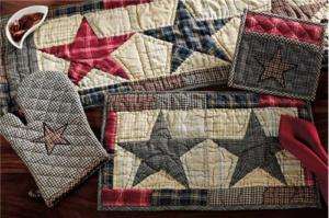 PRIMITIVE STAR PATCHWORK AMERICA QUILTED PLACEMATS  