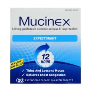  Mucinex Chest Congestion Tablets   600mg, 20 ct Health 
