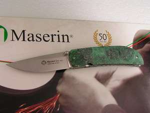 Maserin Knife Atti Linerlock 389 RV ACTIONS Green Burl  