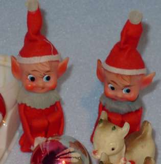   Christmas Ornaments,Hard Plastic Santas,Snowmen,Reindeer & Pixies