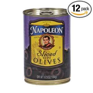 Napoleon Olives Sliced Black, 6.5 Ounce Cans (Pack of 12)  