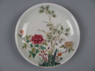 FINE CHINESE 18th FAMILLE ROSE PORCELAIN FLOWERS PLATE  