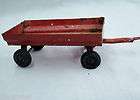 Vintage Large 1940s Red Wooden Toy Tractor With Wagon Signed X L 
