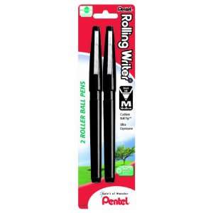  Pentel Rolling Writer Roller Ball Pen, Medium Line, Black 