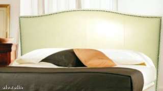 Classic King Size Bone Leather Headboard for bed with Distressed Nail 