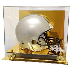  Denver Broncos Gold Mirrored Finish Helmet Display Sports 