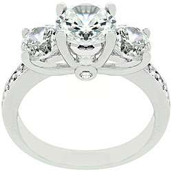 Silvertone Three stone CZ Engagement Ring  