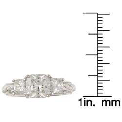   Silver Princess cut Cubic Zirconia 3 stone Ring  
