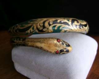 Rare 1920s Art Deco Egyptian Revival Jeweled Eye Snake Bangle Upper 