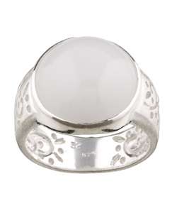 Sterling Silver White Agate Filigree Ring  