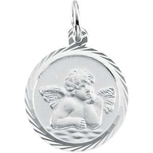 14K White or Yellow Gold Guardian Angel Pendant 14m Nw  