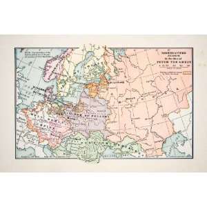 Print Map Northeastern Europe Peter Great Russia Poland Sweden Empire 