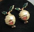 Pair of CHRISTMAS ORNAMENT LAPEL PINS Vintage Brooch, Set, GOLDTONE 