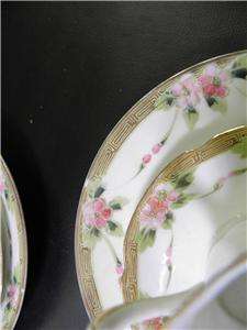 ANTIQUE HANDPAINTED NIPPON FLORAL CHOCOLATE SET OF 20 PIECE  