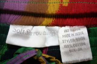 New Soft Surroundings Skirt Women 3X Boho Gypsy Print Bold Cotton Full 