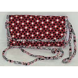 Laura Ashley Quilted Cotton Tri fold Red/Black Polka Dot Clutch 