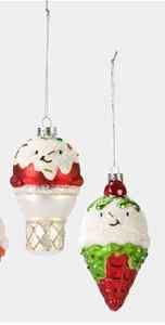 Dept 56 Santas Sweet Shop Sprinkled Ice Cream Cone Glass Ornaments 