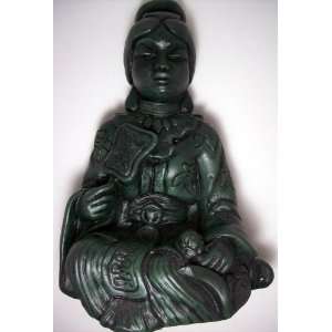  Stylized Green Resin Statue of Asian Woman
