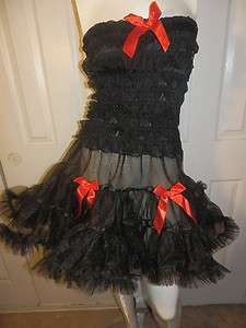  WITH RED BOWS GOTHIC PUNK LOLITA ELASTIC BUST DRESS SIZE SMALL/MEDIUM