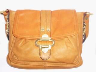 MAKOWSKY Tan Camel Caramel Chain Leather Satchel Shoulder Bag 