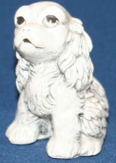 Vintage Grey Painted Chalkware Spaniel Puppy Dog Statue  