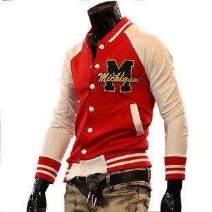 yangjie Slim Stylish Premium M Baseball Jacket Uniform Black Navy Red 