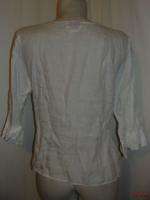   PETITES White Linen String tie 3/4 Sleeve Blouse Top Size S Small