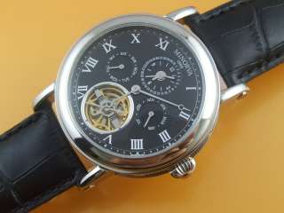 Steel Dual time tourbill i on mens automatic watch
