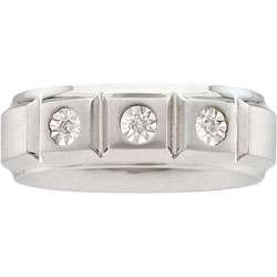 Stainless Steel Mens Diamond Band  