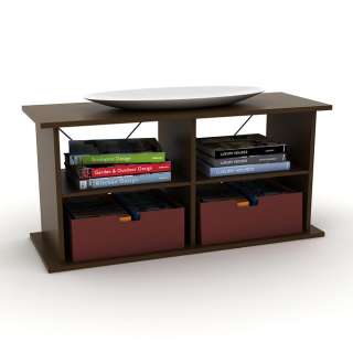 Atlantic Duo 42 inch TV Stand with two Henna Red Media Bins 