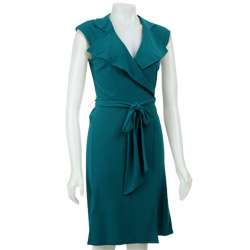 Max & Cleo Womens Green Jersey Wrap Dress  