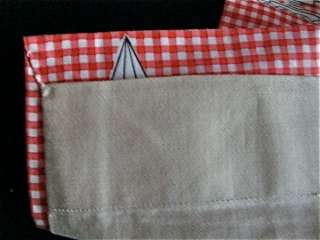   Lined Cotton 1950s KITCHEN GINGHAM red white CURTAIN 34x54  