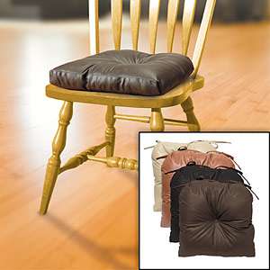 LEATHER LOOK CHAIR PAD BLACK  COMFY SEAT CUSHION 633125212104  