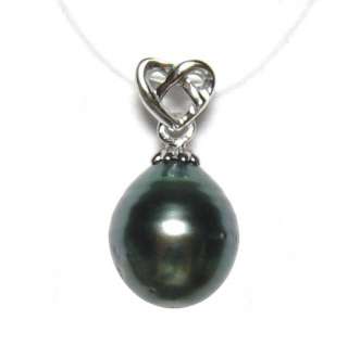 10mm Authentic Tahitian Pearl 925 Silver Pendant  