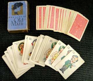 antique OLD MAID PLAYING CARDS black americana w/BOX  