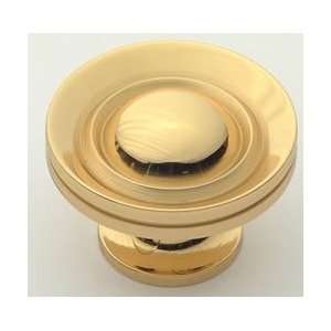     Round knob with indented concentric circles 1 1/2   Polished Brass