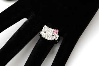 HELLO KITTY FACE OUTLINE NECKLACE PENDENT WITH PINK BOW  