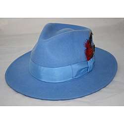 Ferrecci Mens Light Blue Wool Fedora Hat  
