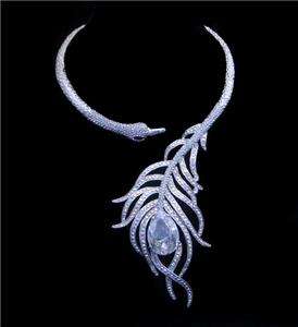 Bridal Peacock Necklace Earring Set Swarovski Crystal  