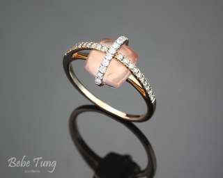 18K rose gold fancy brown diamonds rose quartz ring  
