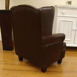 Luxury Toddler Kids Brown Faux Leather Wingback Chair  