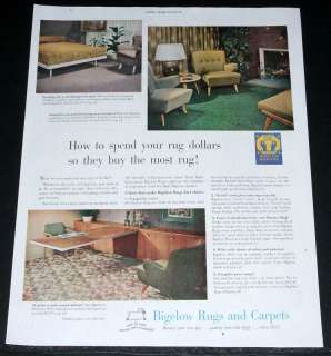 1948 OLD MAGAZINE PRINT AD, BIGELOW WEAVERS, RUGS AND CARPETS  