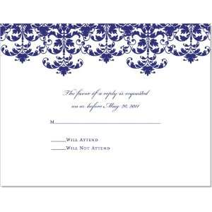  Falling Blue Damask Reply Cards