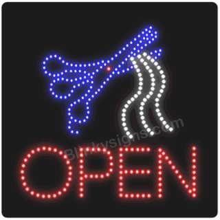 Open Hair Cut Scissors Animated LED Store Sign New 16 x 16 L6004 