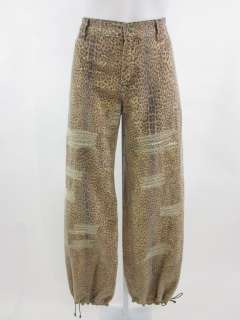 JUST CAVALLI Leopard Print Cotton Pants Slacks Sz 42  