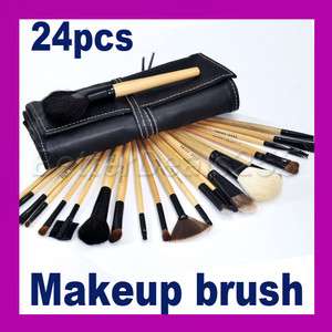 24pcs Pro Makeup Cosmetic Brush Sets Kit + Roll Up Case  