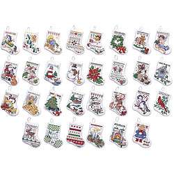 Tiny Stocking Ornaments Counted Cross Stitch Kit (Set of 30 