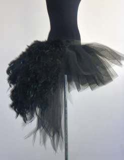 Burlesque Tutu Skirt Black Bustle Feathers 20 26  